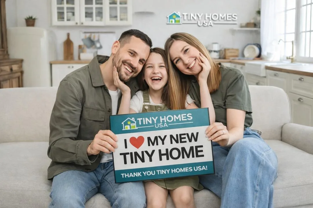 Aron G. with their new tiny home